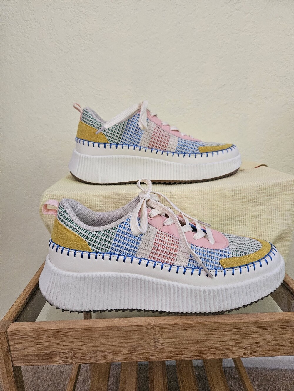 Lucky Step Multicolor Platform Lace-Up Sneakers for Women Sz 9